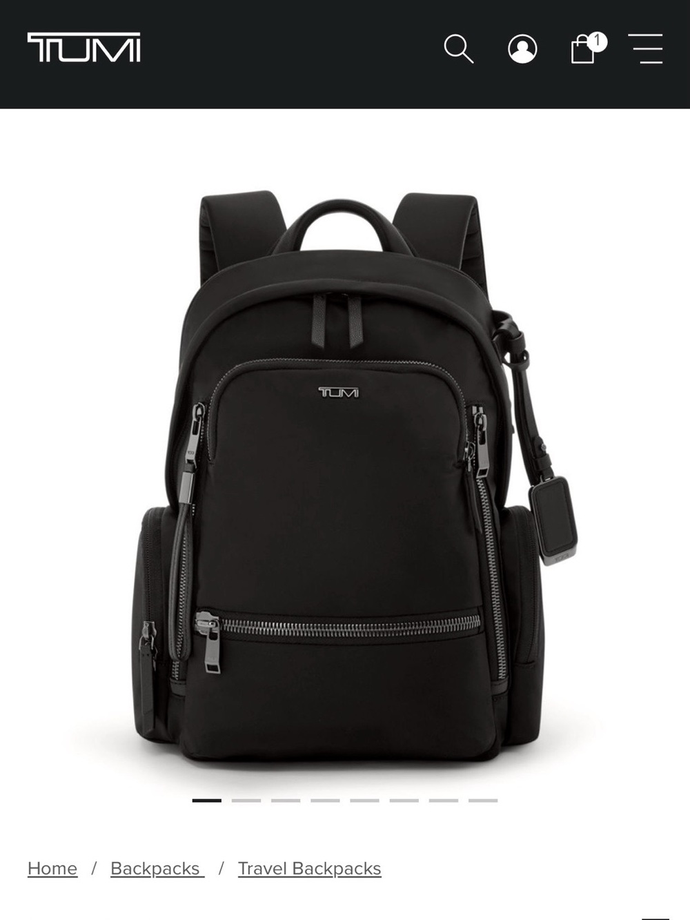 Tumi Celina (Medium) Black Nylon Travel Backpack with Gunmetal Hardware